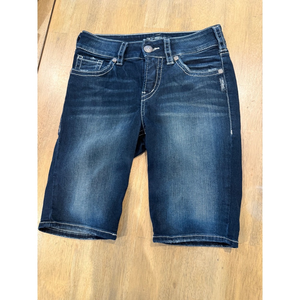 Silver Jeans Co Suki Mid Bermuda Denim Shorts Dark Wash W26 L11 L53908SSA431